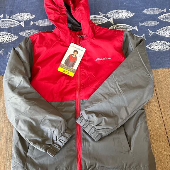 Eddie Bauer Boys' Lone Peak 3-In-1 black Red Jacket size 7/8 New - Picture 3 of 8